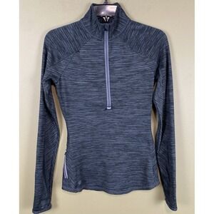 Athleta Womens 1/4 Zip Pullover Black Heather Lightweight Mock XXS Thumb Holes